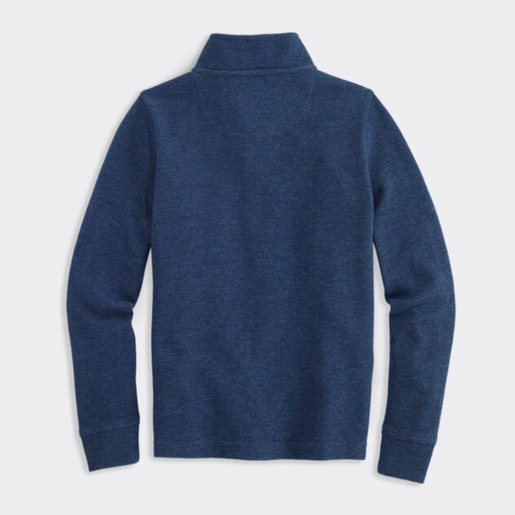 Vineyard Vines Boys' Saltwater Quarter-Zip In Deep Bay Blue Size Medium 12-14 - Picture 3 of 10